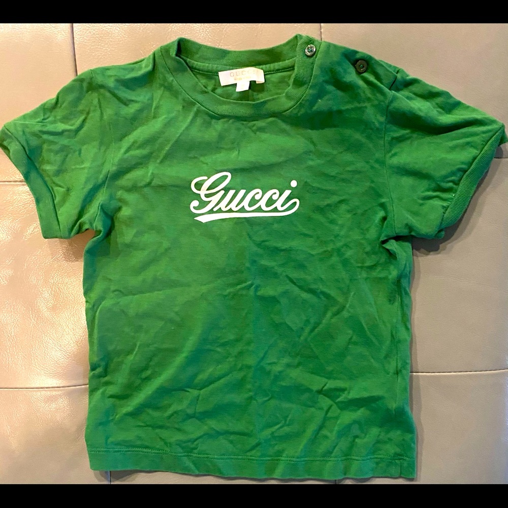 Authentic Green Gucci Script Tee for little boys!
